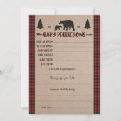 Lumberjack Baby Predictions Baby Shower Game Einladung (Vorderseite)
