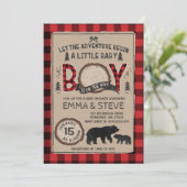 Lumberjack Baby Shower Invitation Lumberjack Party Einladung (Stehend Vorderseite)