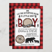 Lumberjack Baby Shower Invitation Lumberjack Party Einladung (Vorne/Hinten)
