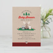 Lumberjack Baby Shower Woodland Tiere Rustikal Einladung (Stehend Vorderseite)