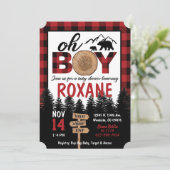 Lumberjack Babydusche Einladung (Stehend Vorderseite)