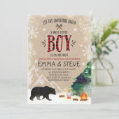 Lumberjack Babydusche Einladung Lumberjack Party (Stehend Vorderseite)