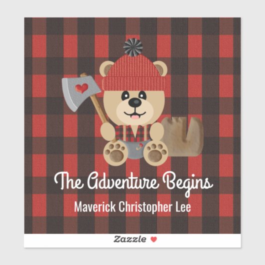 Lumberjack Bär Das Abenteuer beginnt Aufkleber (Blatt)