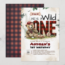 Lumberjack Bär Einladung zum ersten Geburtstag