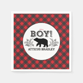 Lumberjack Bear Baby Boy Dusche Napkin Serviette