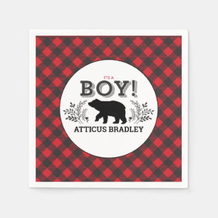 Lumberjack Bear Baby Boy Dusche Napkin Serviette