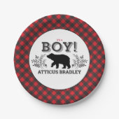 Lumberjack Bear Baby Boy Duschplatte Pappteller (Vorderseite)