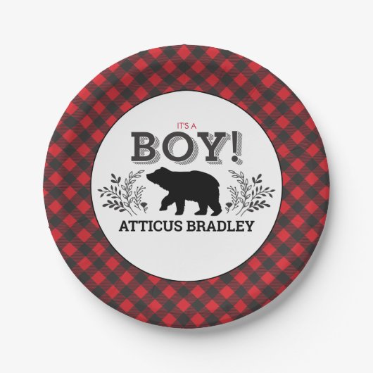 Lumberjack Bear Baby Boy Duschplatte Pappteller (Vorderseite)