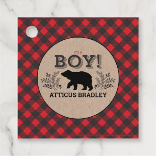 Lumberjack Bear Baby Boy Kraft Fevor Tags Geschenkanhänger