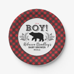 Lumberjack Bear Baby Boy Rustikale Duschplatte Pappteller
