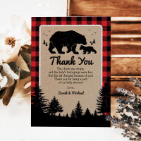 Lumberjack Bear Baby Dusche Danke Karte