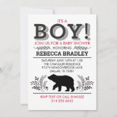 Lumberjack Bear Baby Dusche Einladung (Vorderseite)