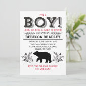 Lumberjack Bear Baby Dusche Einladung (Stehend Vorderseite)