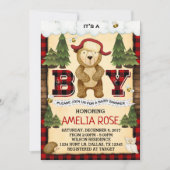 Lumberjack Bear Baby Dusche Einladung (Vorderseite)