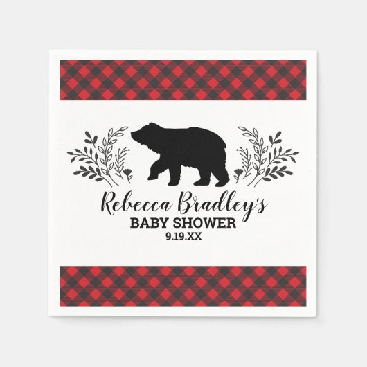 Lumberjack Bear Baby Dusche Napkin Serviette (Vorderseite)