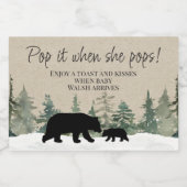 Lumberjack Bear Baby Dusche Pop Sparkling Schaumweinetikett (Einzelnes Label)