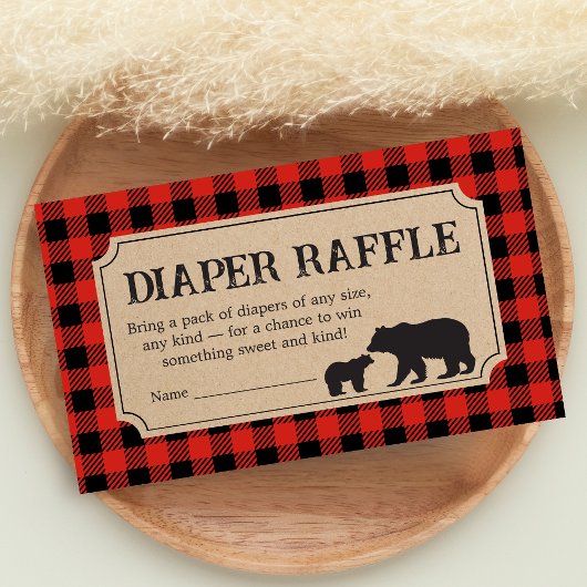Lumberjack Bear Baby Shower Diaper Raffle Begleitkarte