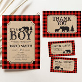 Lumberjack Bear Baby Shower Einladung