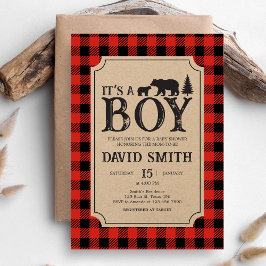 Lumberjack Bear Baby Shower Einladung