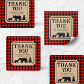 Lumberjack Bear Baby Shower  Quadratischer Aufkleber
