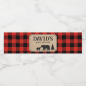 Lumberjack Bear Baby Shower  Wasserflaschenetikett (Einzelnes Label)
