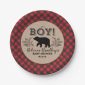 Lumberjack Bear Babyduschplatte Pappteller (Vorderseite)