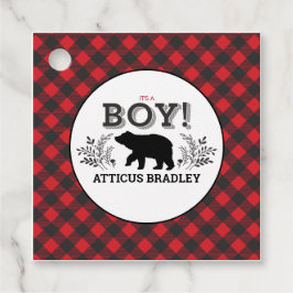 Lumberjack Bear Boy Baby Shower Fevor Tags Geschenkanhänger