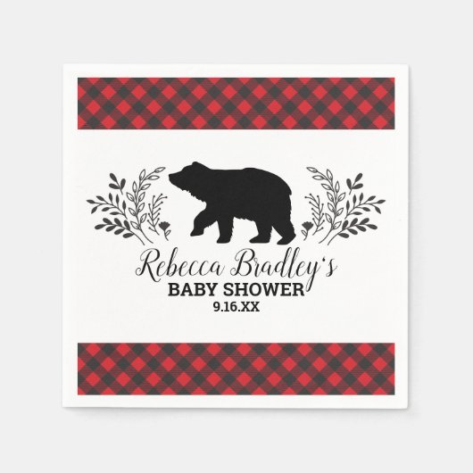 Lumberjack Bear Buffalo Kariert Boy Baby Dusche Serviette (Vorderseite)