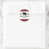 Lumberjack Bear Buffalo Karierte Rücksendeadresse Runder Aufkleber (Tasche)
