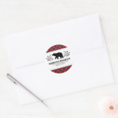 Lumberjack Bear Buffalo Karierte Rücksendeadresse Runder Aufkleber (Umschlag)