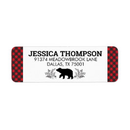 Lumberjack Bear Buffalo Kariertes Adressetikett