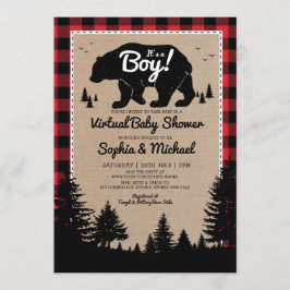Lumberjack Bear Long Distance Virtual Baby Dusche Einladung