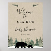 Lumberjack Bear Pine Tree Baby Dusche Begrüßungsze Poster (Vorne)