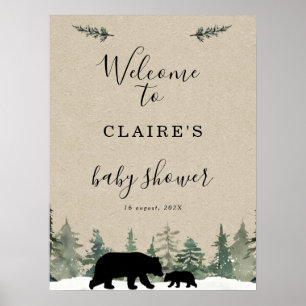 Lumberjack Bear Pine Tree Baby Dusche Begrüßungsze Poster