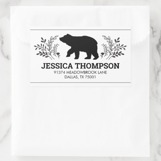 Lumberjack Bear Rücksendeadresse Rechteckiger Aufkleber (Tasche)