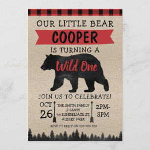 Lumberjack Bear Wild Geburtstagsparty Einladung