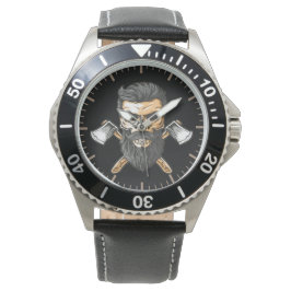 Lumberjack Bearded Skull Crossed Achsen Armbanduhr