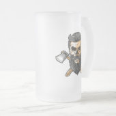 Lumberjack Bearded Skull Crossed Achsen Mattglas Bierglas (VorderseiteRechts)