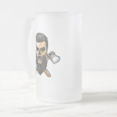 Lumberjack Bearded Skull Crossed Achsen Mattglas Bierglas (Vorderseite Links)