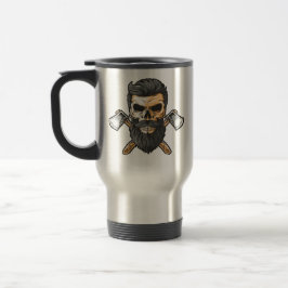 Lumberjack Bearded Skull Crossed Achsen Reisebecher