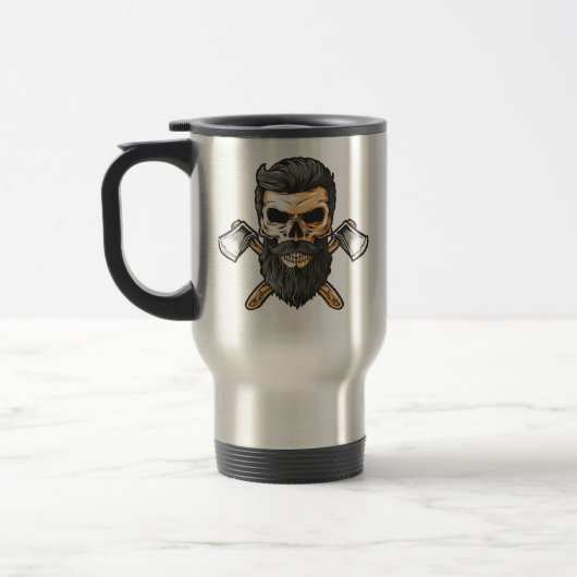 Lumberjack Bearded Skull Crossed Achsen Reisebecher (Links)