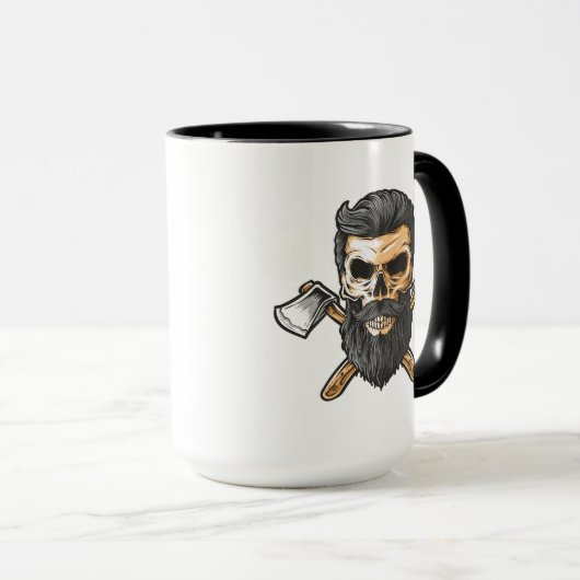 Lumberjack Bearded Skull Crossed Achsen Tasse (VorderseiteRechts)