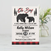 Lumberjack Bears Babydusche Einladung (Stehend Vorderseite)