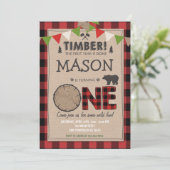 Lumberjack Birthday Einladung Woodland Geburtstag (Stehend Vorderseite)