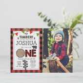 Lumberjack Birthday Einladung Woodland Geburtstag (Stehend Vorderseite)