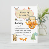 Lumberjack Birthday Party Einladung (Stehend Vorderseite)