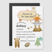 Lumberjack Birthday Party Magneteinladung (Vorne/Hinten)