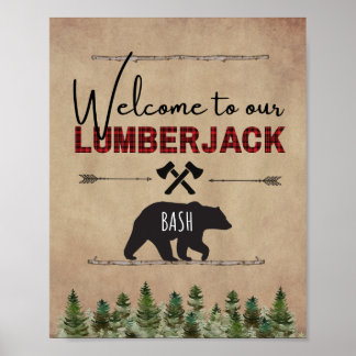 Lumberjack Birthday Welcome Sign Poster