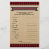 Lumberjack Boho Baby Showspiele Word Scramble (Vorderseite)