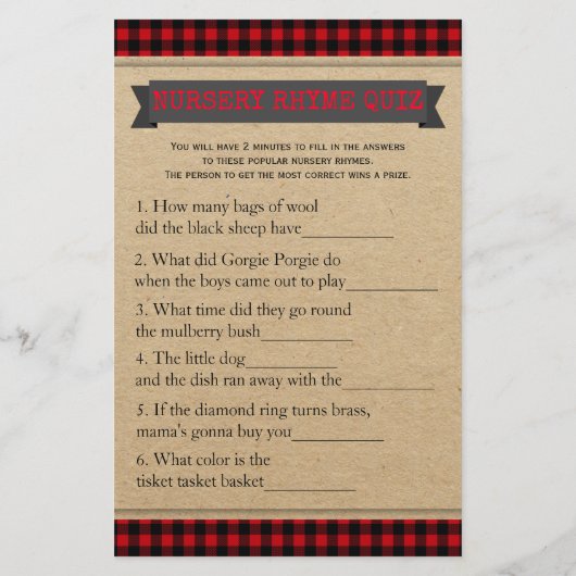 Lumberjack Boho Baby Showspiele Word Scramble (Rückseite)